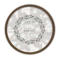 Let it Snow Let it Snow Round Brown Framed Print Wall Art