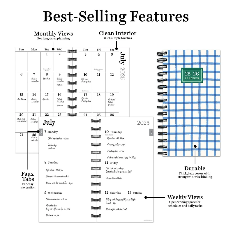 TF Publishing 2025-2026 Picnic Plaid Small Weekly/Monthly Planner