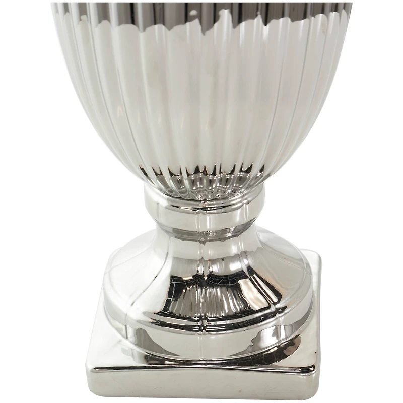 Silver Ceramic Decorative Jars with Grooves