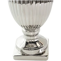 Silver Ceramic Decorative Jars with Grooves