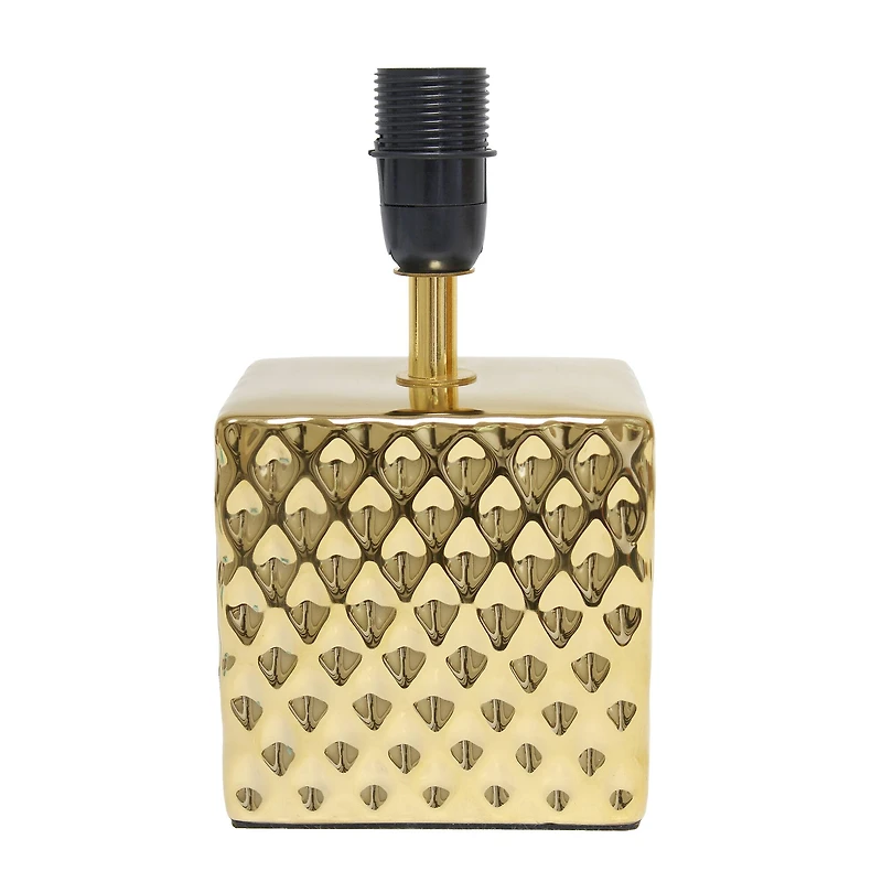 Simple Designs 12" Petite Hammered Gold Square Table Lamp