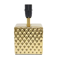 Simple Designs 12" Petite Hammered Gold Square Table Lamp