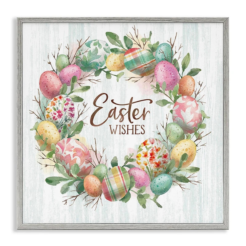 Stupell Industries Easter Wishes Wreath Framed Giclee Art