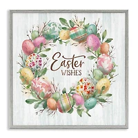 Stupell Industries Easter Wishes Wreath Framed Giclee Art