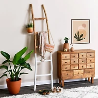 Hello Honey® 6ft. Natural & White Boho Wood Decorative Blanket Ladder