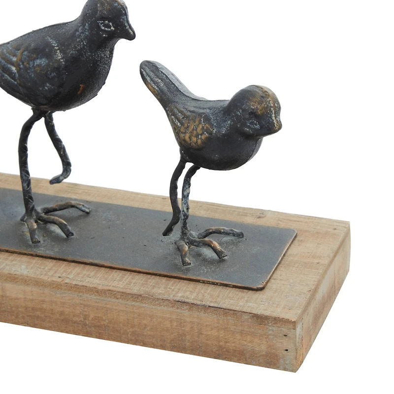 18" Gray Metal Farmhouse Birds Sculpture
