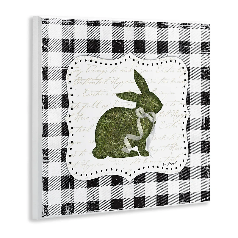 Stupell Industries Festive Easter Bunny Ribbon Spring Plaid Pattern Wall Plaque Art