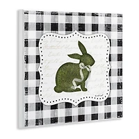 Stupell Industries Festive Easter Bunny Ribbon Spring Plaid Pattern Wall Plaque Art