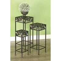 Multi Dot Black Metal Traditional Plantstand, 28", 24" & 20"