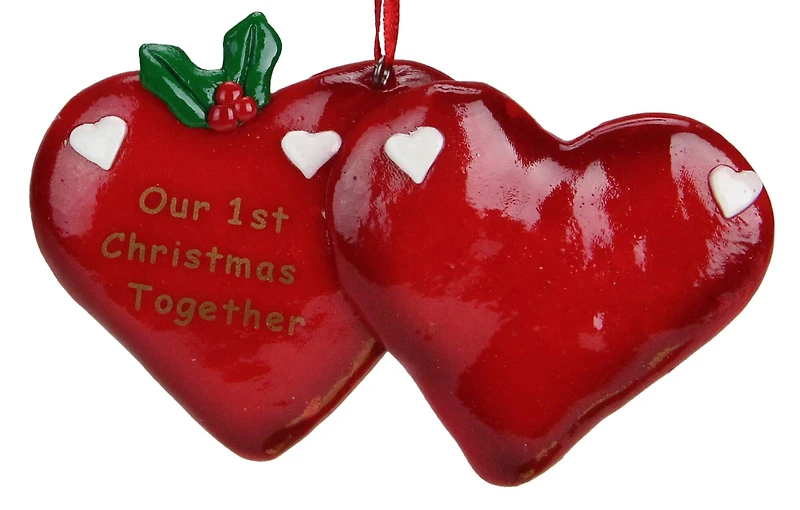 4.25" Red Our 1st Christmas Together Hearts Christmas Ornament