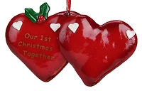 4.25" Red Our 1st Christmas Together Hearts Christmas Ornament
