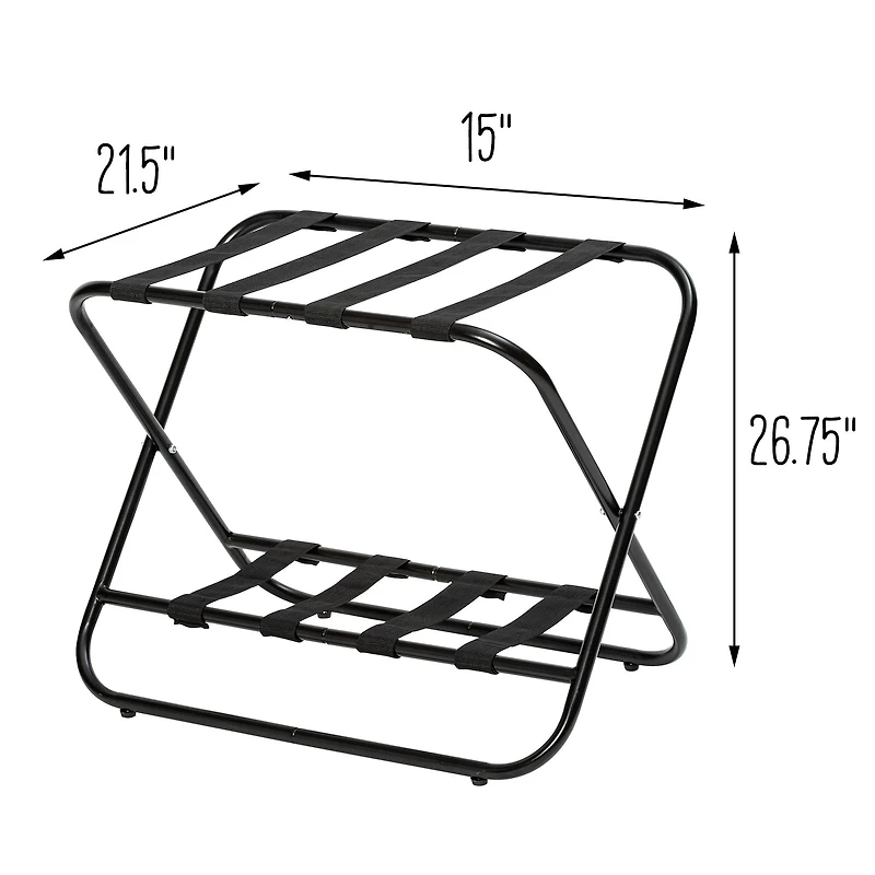 Honey Can Do Black 2-Tier KD Luggage Rack