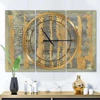 Designart Glam Metallic Form IV Modern 3 Panel Wall Clock