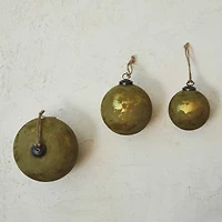 Hello Honey® 12 Pack 4" Matte Olive Green & Gold Distressed Glass Ball Ornaments