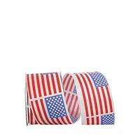 JAM Paper 2.5" x 10yd. Red, White & Blue Flag Stripe & Stars Wired Ribbon