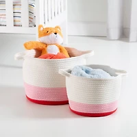 Honey Can Do Red & White Ombré Nesting Cotton Rope Storage Basket Set