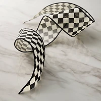 2.5" x 3yd. Black & White Diamonds Wired Edge Ribbon by Celebrate It™