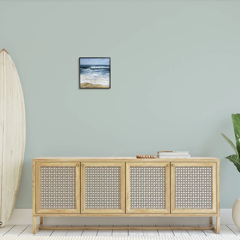 Stupell Industries Incoming Waves Beach Shoreline Painting Nautical Seascape Framed Wall Art