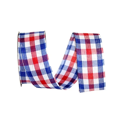 JAM Paper 1.5" x 10yd. Americana Check Wired Ribbon
