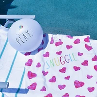 Rae Dunn Snuggle Hearts Kids Hooded Towel & Beach Ball Set