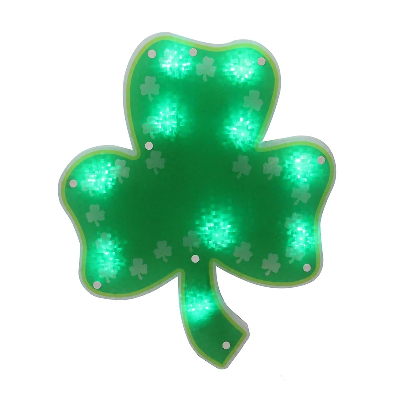 14" St. Patrick's Day Green Shamrock LED Lighted Window Silhouette