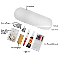 SINGER® Large Abstract Geo Print Sewing Basket with Matching Pouch Sew Kit