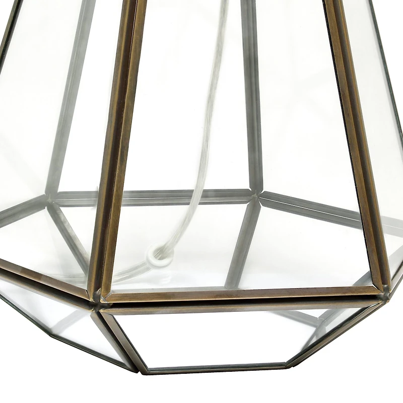 Lalia Home 18" Transparent Triagonal Brass Table Lamp