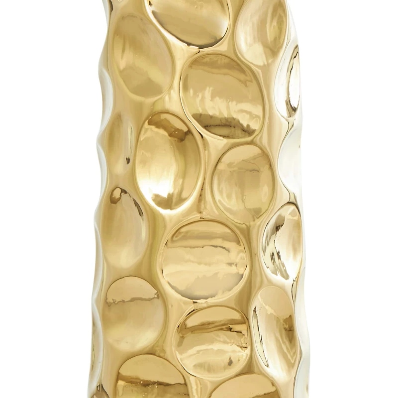 39" Gold Concaved Circles Ceramic Vase