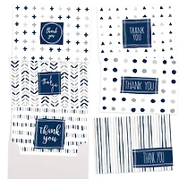 JAM Paper White, Gray & Blue Trendy Blank Thank You Cards Set, 36ct.