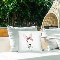 Stupell Industries Floral Crown Rabbit Bunny, Floral Crown Rabbit Bunny Outdoor Printed Pillow