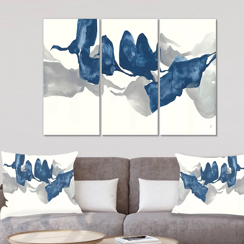 Designart Sapphire & Gray Gouache Modern Canvas Art