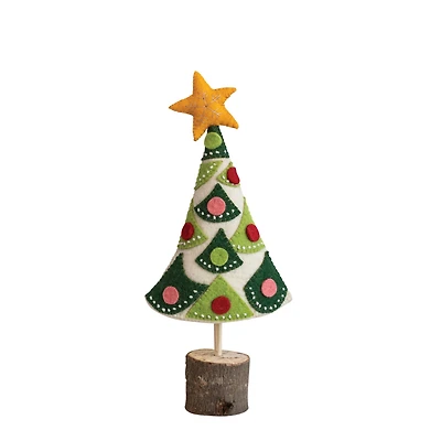 Hello Honey® 18" Embroidered Handmade Wool Felt Tree with Star