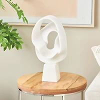 19" White Textured Wave Sculpture with Elevated Base