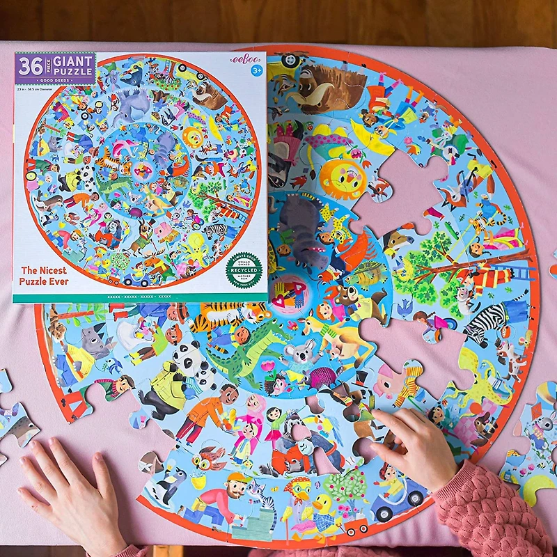eeBoo Good Deeds 36 Piece Giant Round Jigsaw Puzzle