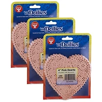 Hygloss® 4" Pink Heart Doilies, 3 Packs of 100