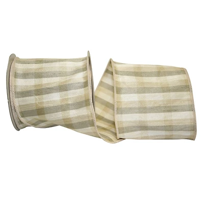 JAM Paper 4" x 10yd. Multicolor Chandler Check Wired Edge Ribbon