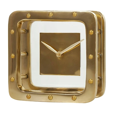 6" Gold Aluminum Geometric Floating Clock