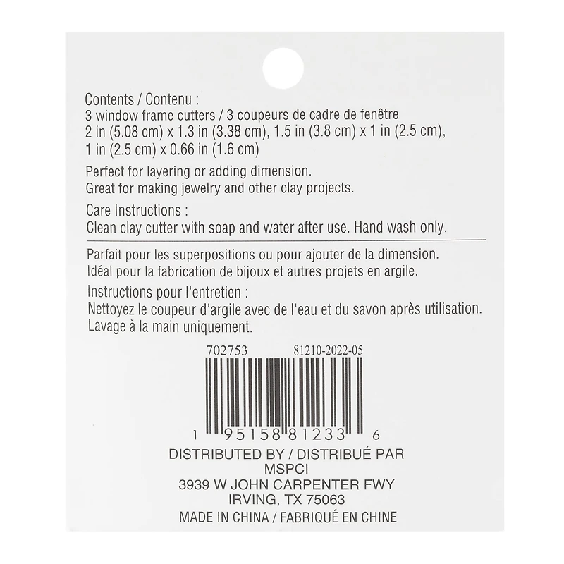 Window Frame Clay Cutters by Craft Smart®