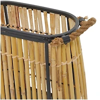 The Novogratz Brown Wicker Handmade Slatted Frame Storage Basket with Handles Set of 2 19", 14"