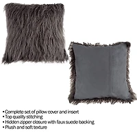 Hastings Home Mongolian Faux Fur Pillow