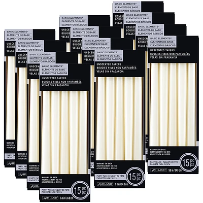 12 Packs: 15 ct. (180 total) Basic Elements™ 10" Ivory Taper Candles by Ashland®