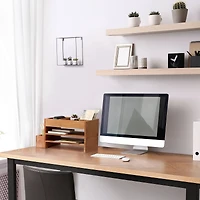 Elegant Designs Natural Wood Cubbies & Letter Tray Desk Organizer
