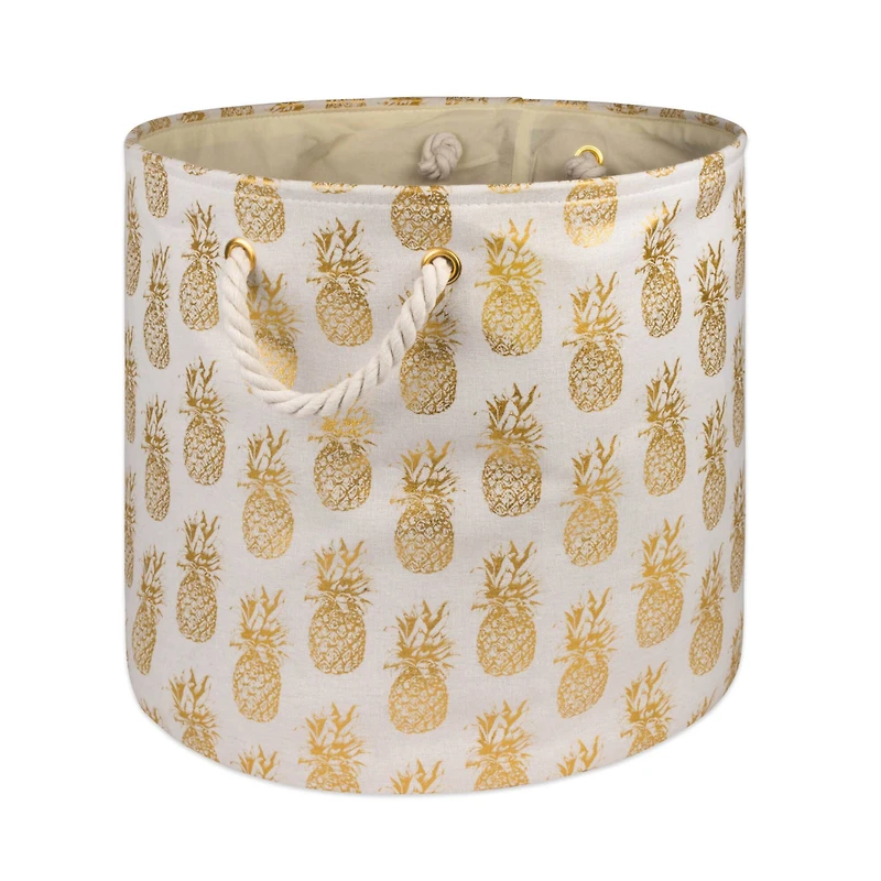 DII® Large Round Gold Pineapple Polyester Bin