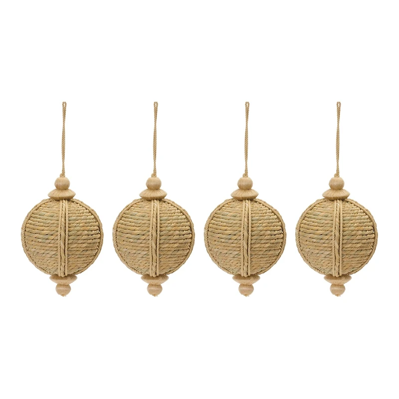 4ct. 6.5" Natural Jute Onion Ornament