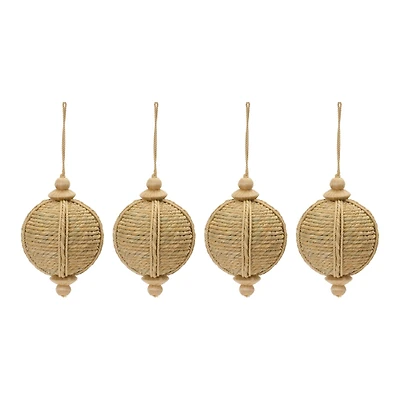 4ct. 6.5" Natural Jute Onion Ornament