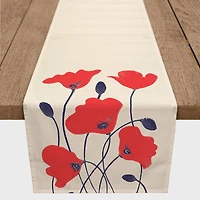 Simple Red Poppies Cotton Twill Runner