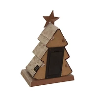 Glitzhome® 8" Marquee LED Wooden & Metal Christmas Tree Stocking Holder Set