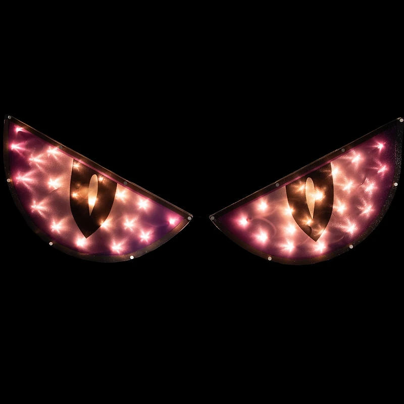 42" Lighted Purple & Black Eyes Halloween Window Silhouette Decoration