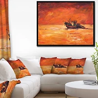 Designart - Fishing Boat in Red Hue