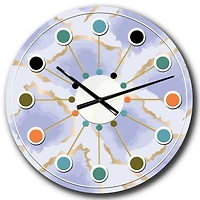 Designart 'Pastel Blue And Gold Abstract Shapes Pattern Mid-Century Modern Wall Clock